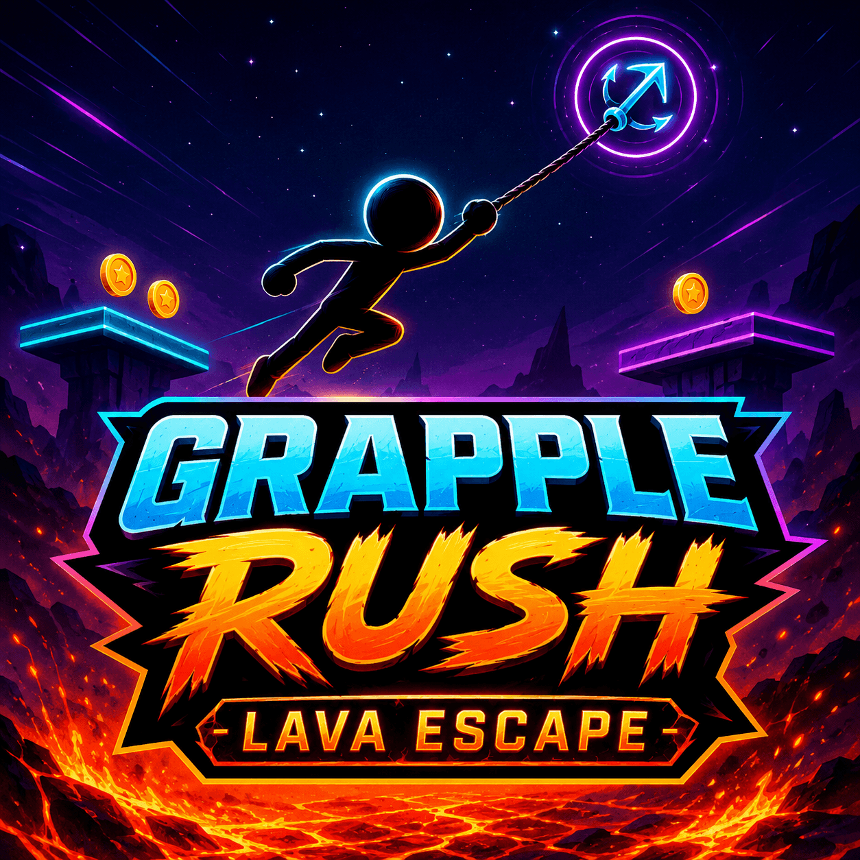 Grapple Rush: Lava Escape - Grappling Hook Platformer - free online game